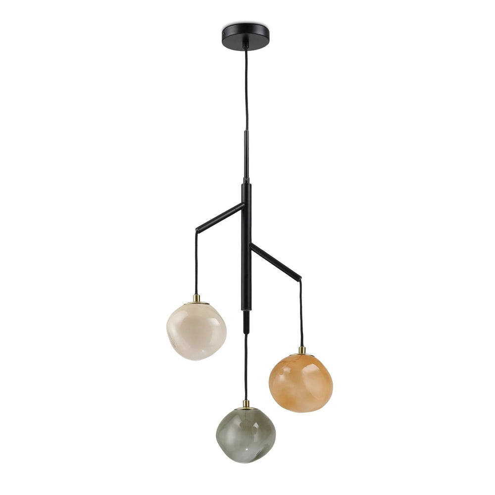 Suspension 3 Globes Verre Coloré Ø40 cm — BULLE — packshot sur fond blanc
