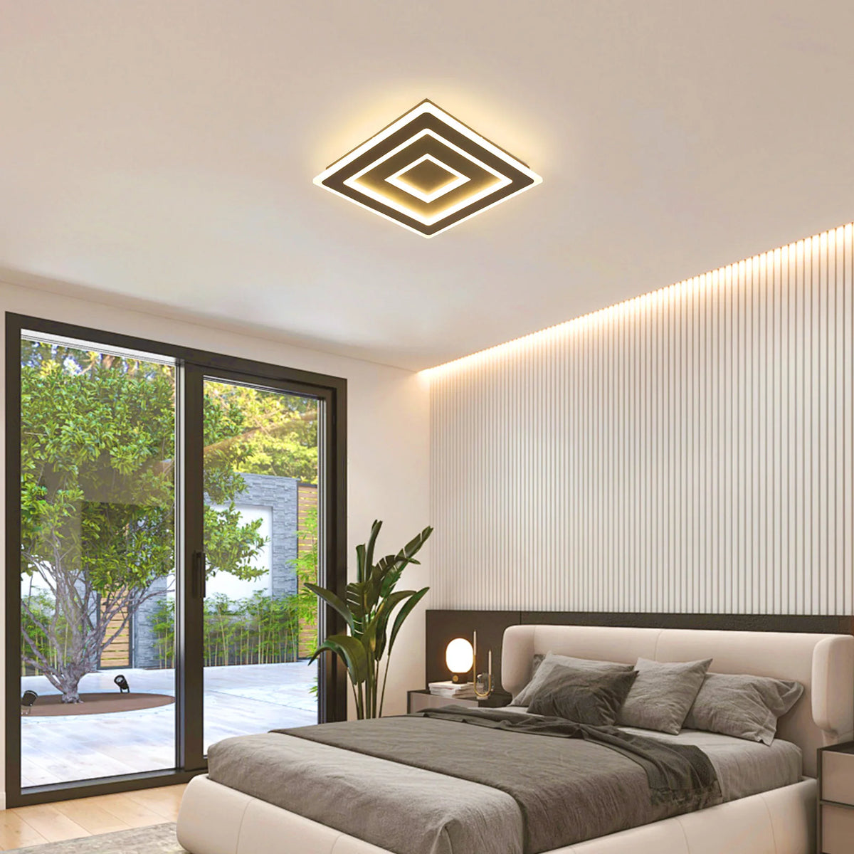 Plafonnier LED Carré Noir Design Salon — GRAPHITE