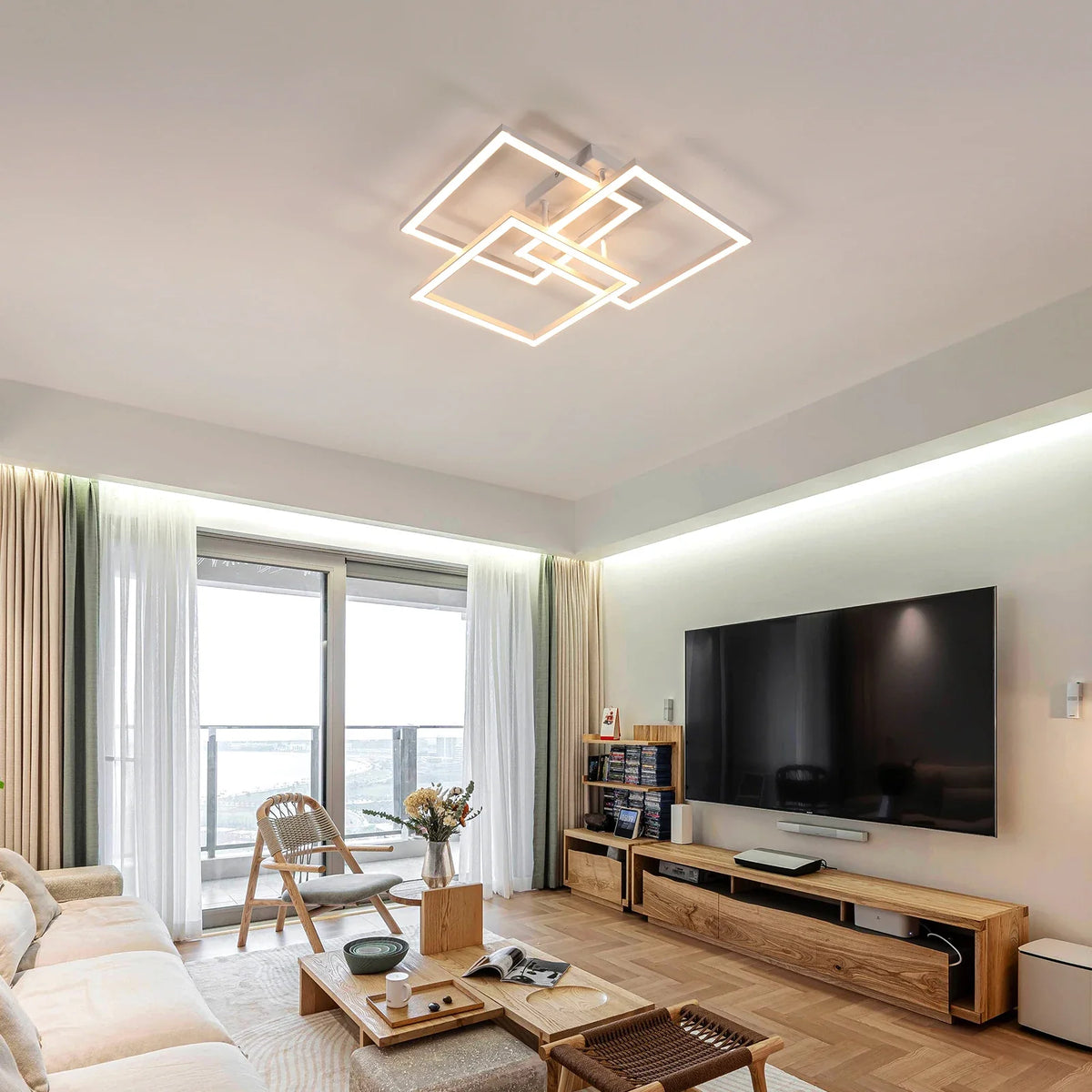 Plafonnier LED carré dimmable STRATE en situation dans un intérieur