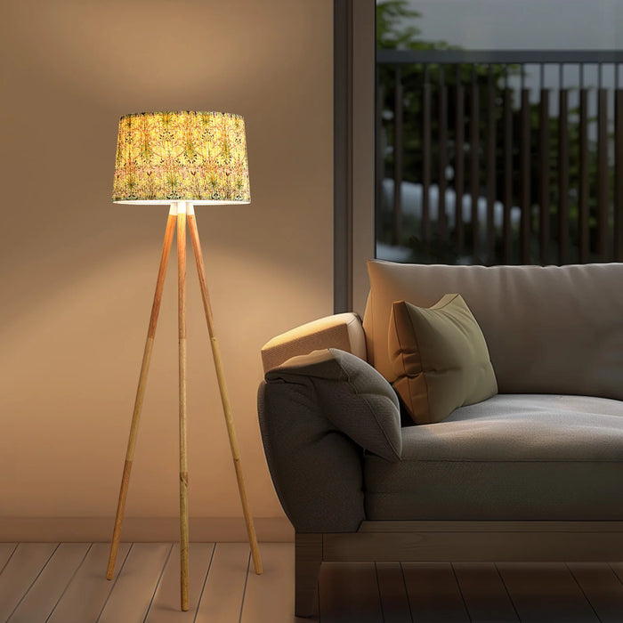 Lampadaire Trépied Bois Abat-Jour Blanc 146 cm — TRÉPIED