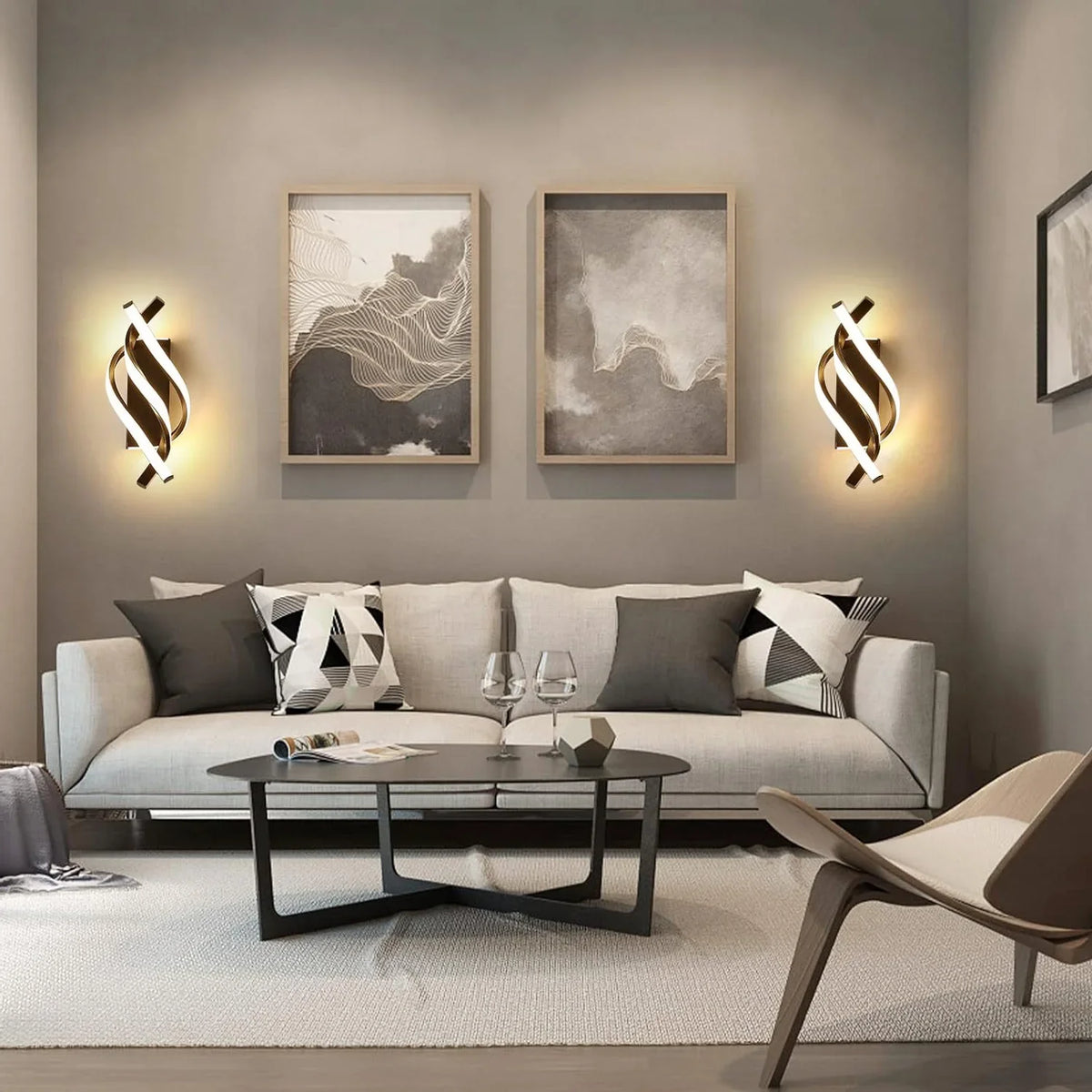 Applique murale LED noire SILLON, vue de détail