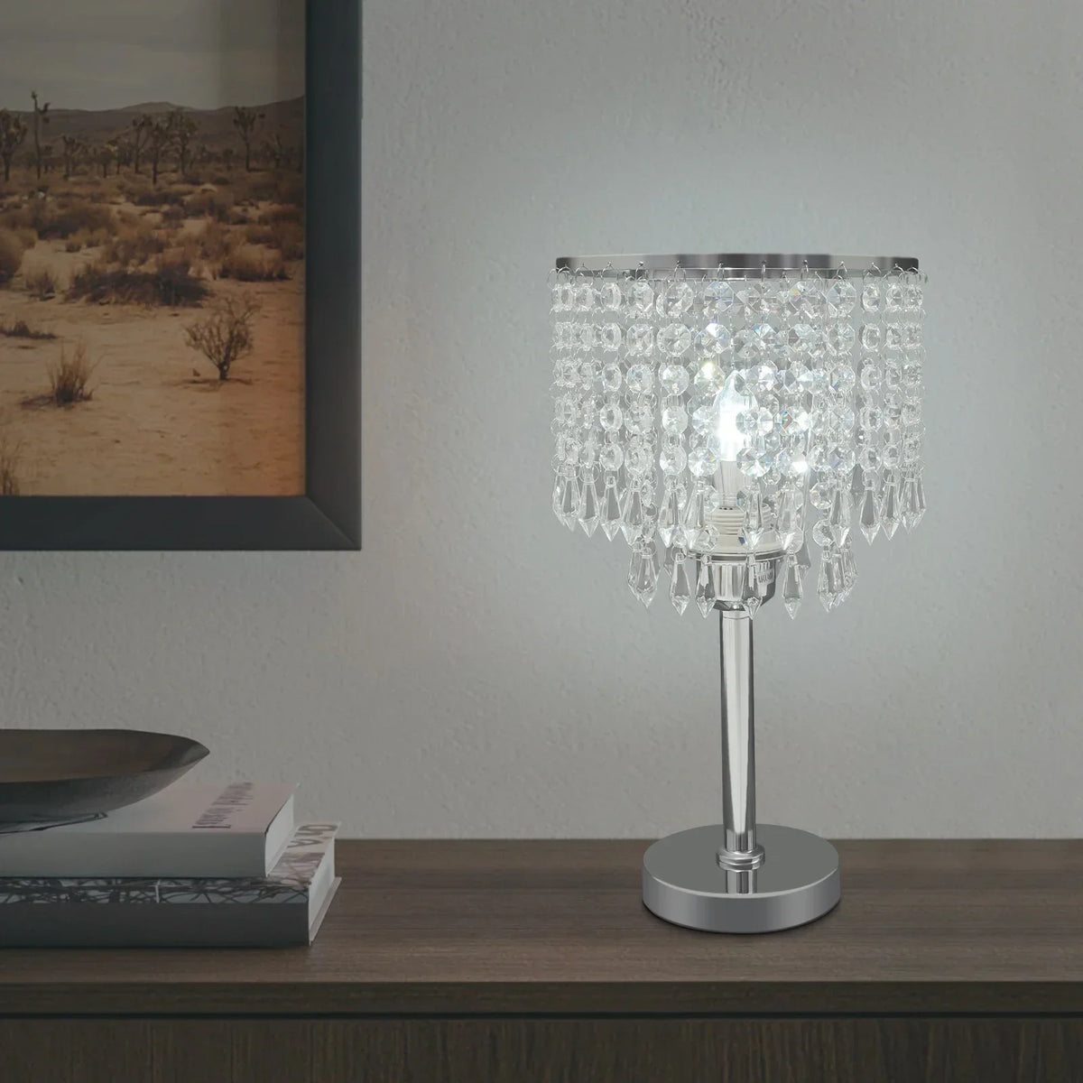 Lampe de chevet en verre cristal PERLE, vue de détail du verre