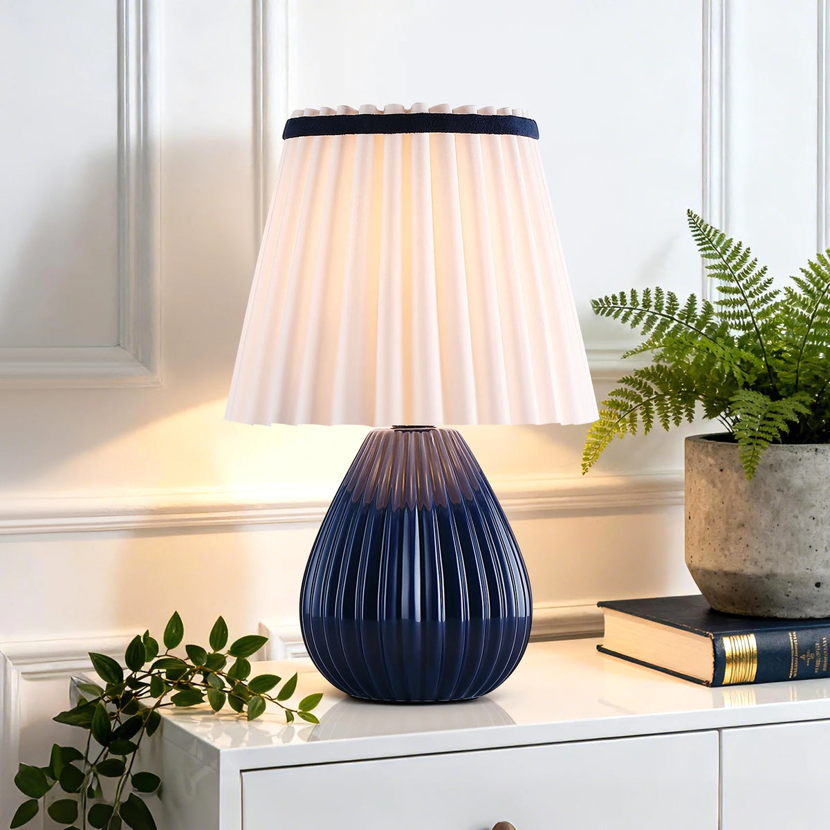 Lampe à Poser Céramique Abat-Jour Plissé E14 — PLISSÉ