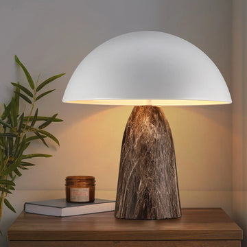 Lampe à Poser Dôme Métal Noir Effet Marbre — COUPOLE