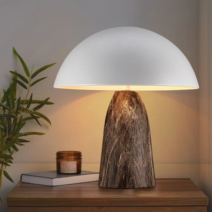 Lampe à Poser Dôme Métal Noir Effet Marbre — COUPOLE