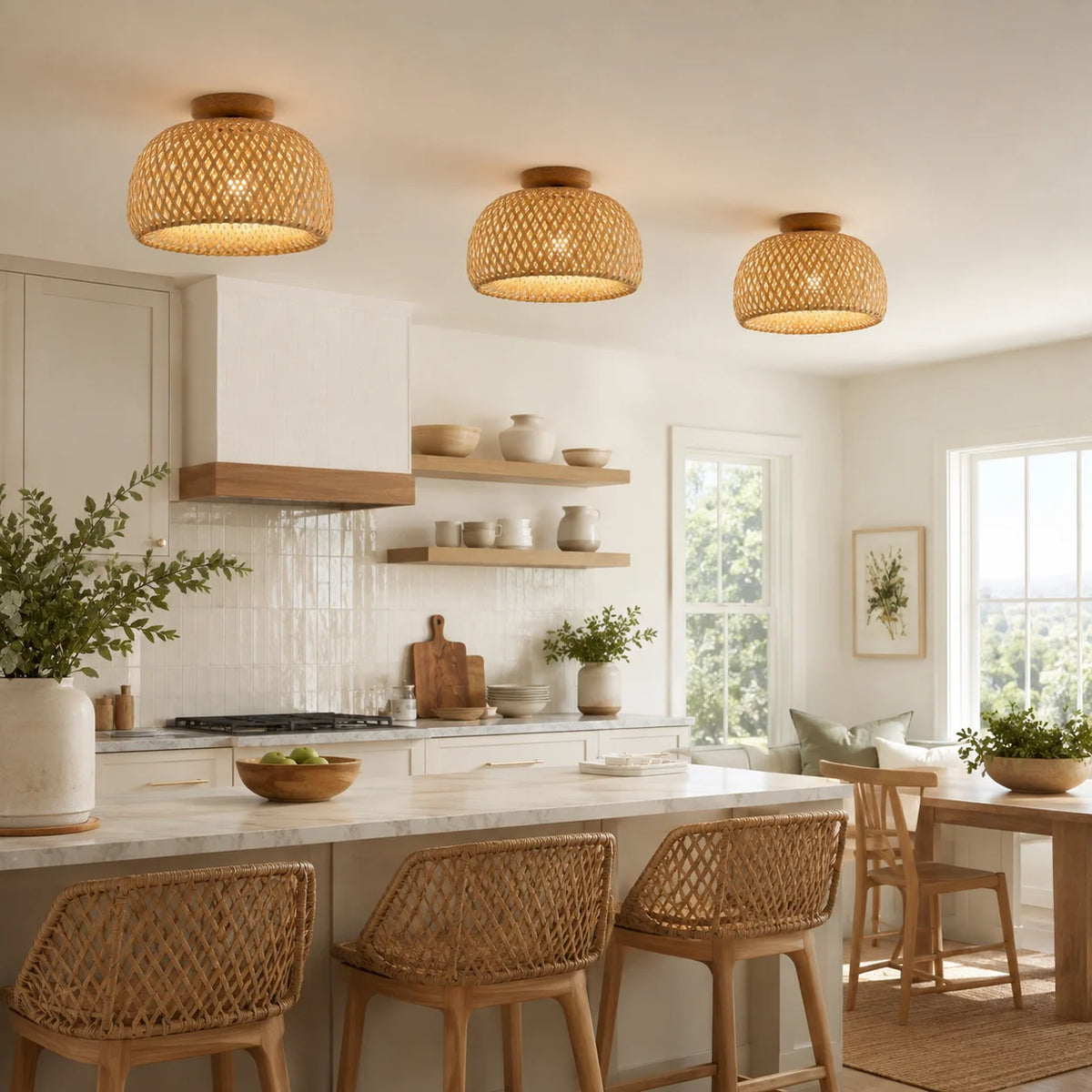 Plafonnier Bambou Tressé Ø38 cm — NATTE
