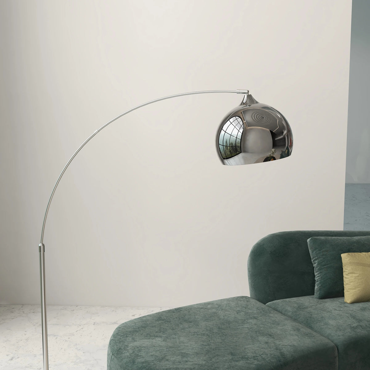 Lampadaire Arc Métal Base Marbre 180 cm — ARCADE
