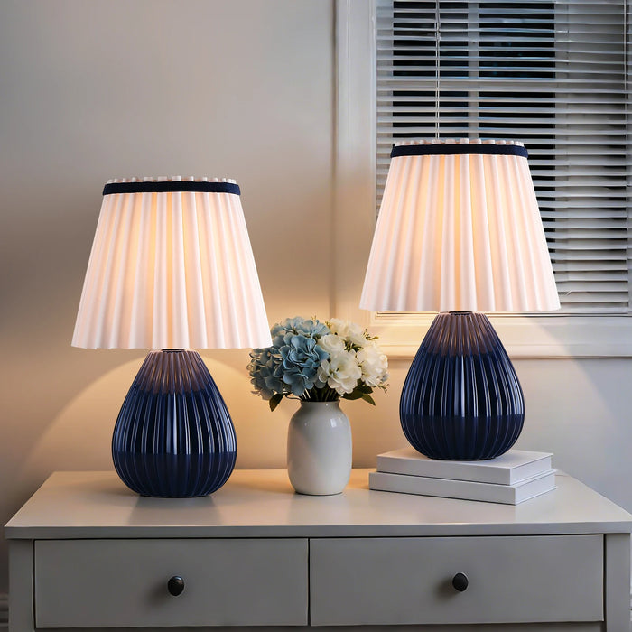 Lampe à Poser Céramique Abat-Jour Plissé E14 — PLISSÉ