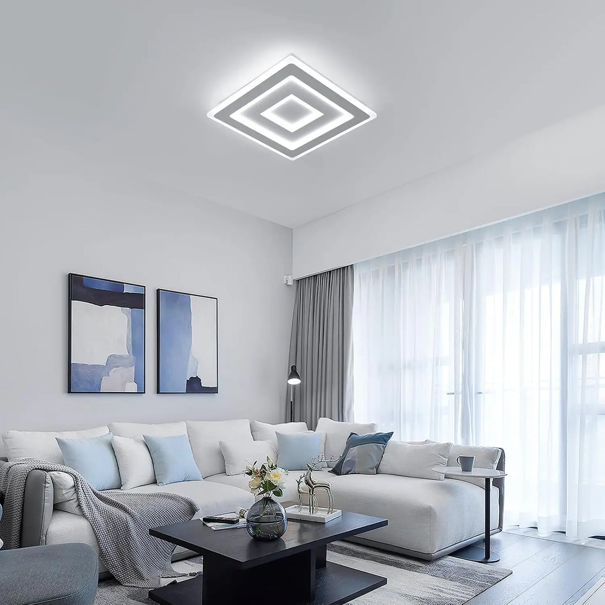 Plafonnier LED Carré Blanc 42 W Cuisine — NEIGE
