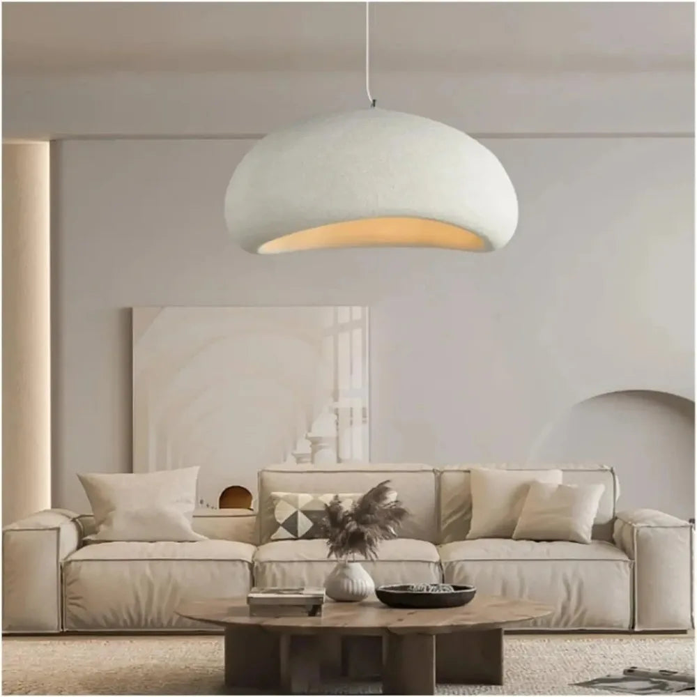 Suspension Ovale Résine Beige Ø30 cm — GALET