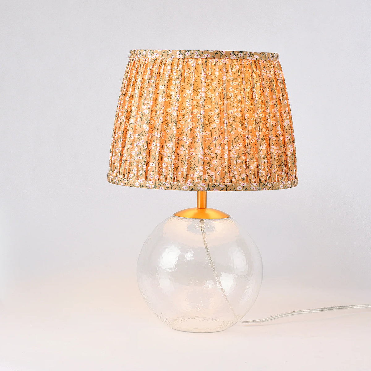 Lampe à Poser Verre Martelé Abat-Jour Tissu — ROSÉE