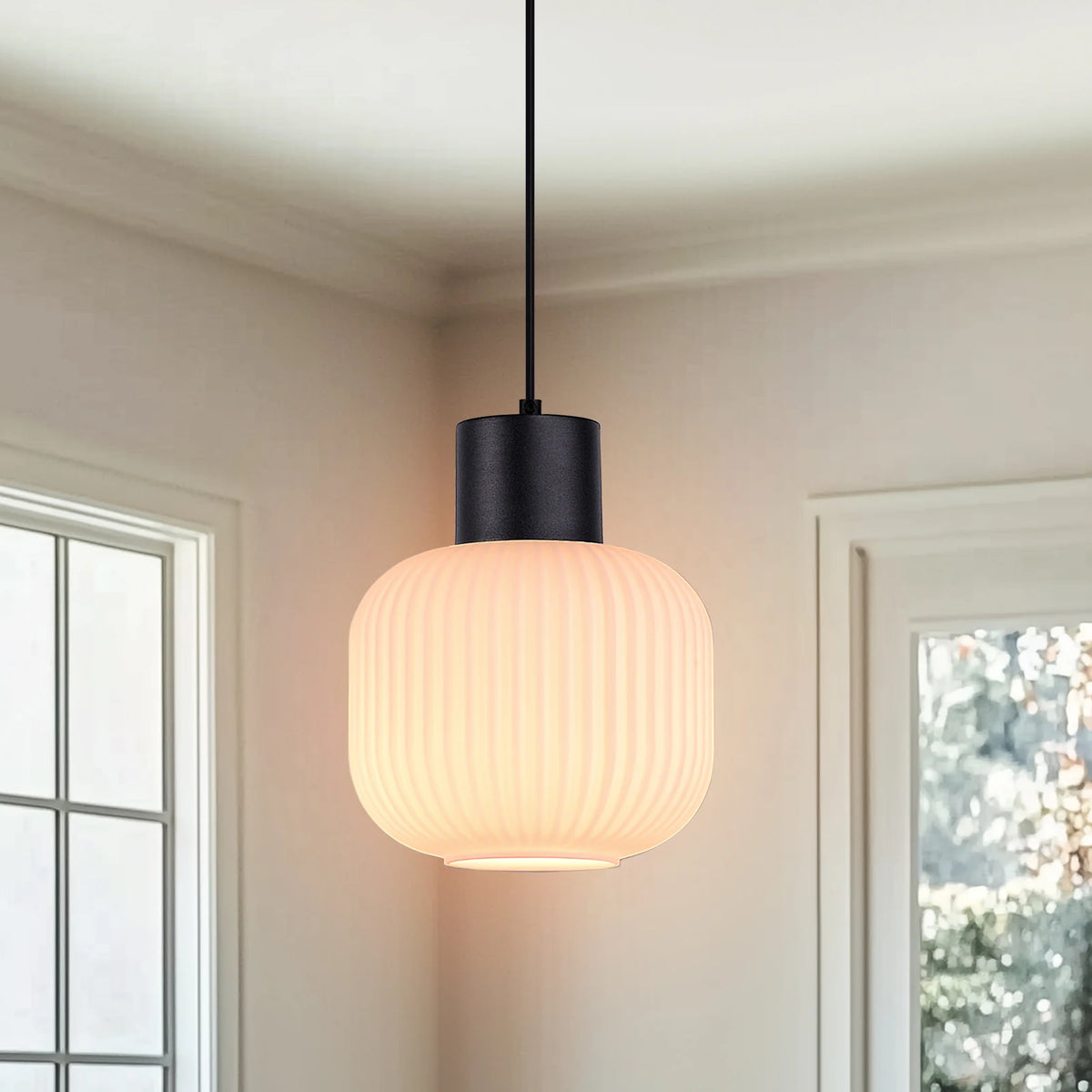 Suspension Verre Opalin Ø20 cm E27 — OPALINE