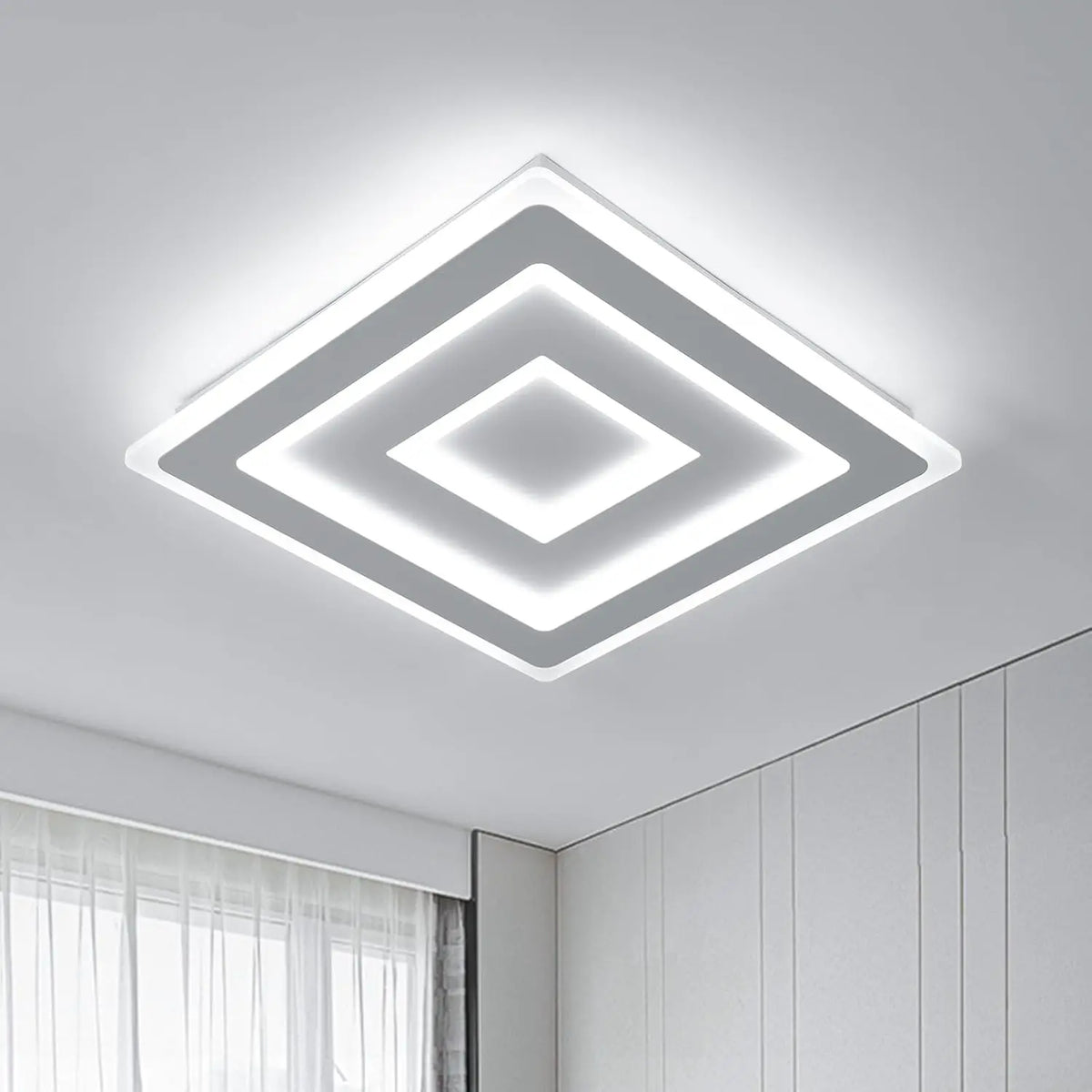 Plafonnier LED Carré Blanc 42 W Cuisine — NEIGE