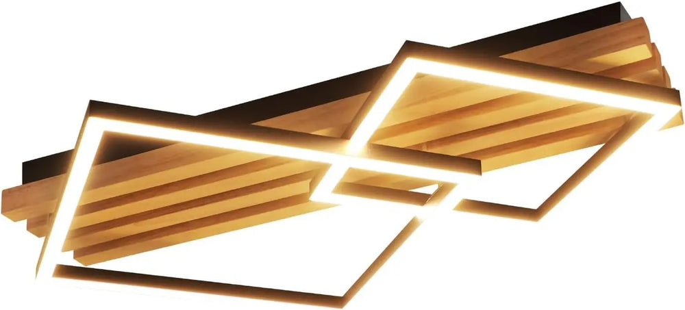 Plafonnier Bois LED 2 Anneaux Dimmable 55 cm — CHÊNE