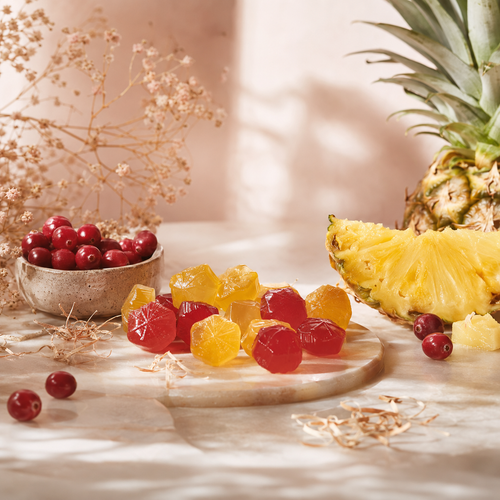 Canneberge, ananas et gummies