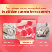 Comparatif en français entre poudres, gummies et gélules