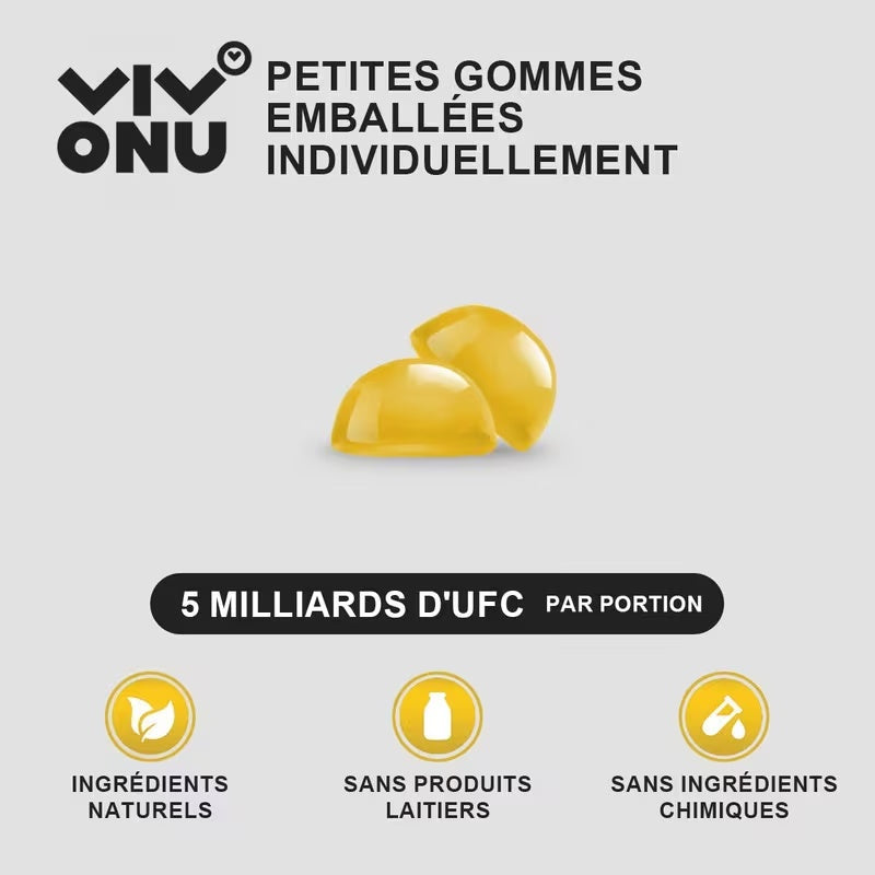 Gummies probiotiques mangue-ananas emballés individuellement