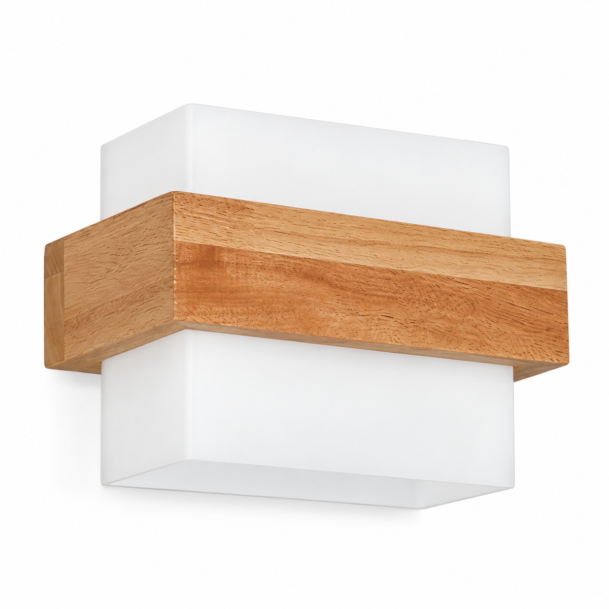 Applique Murale Bois et Verre Carrée E27 — CADRE — packshot sur fond blanc