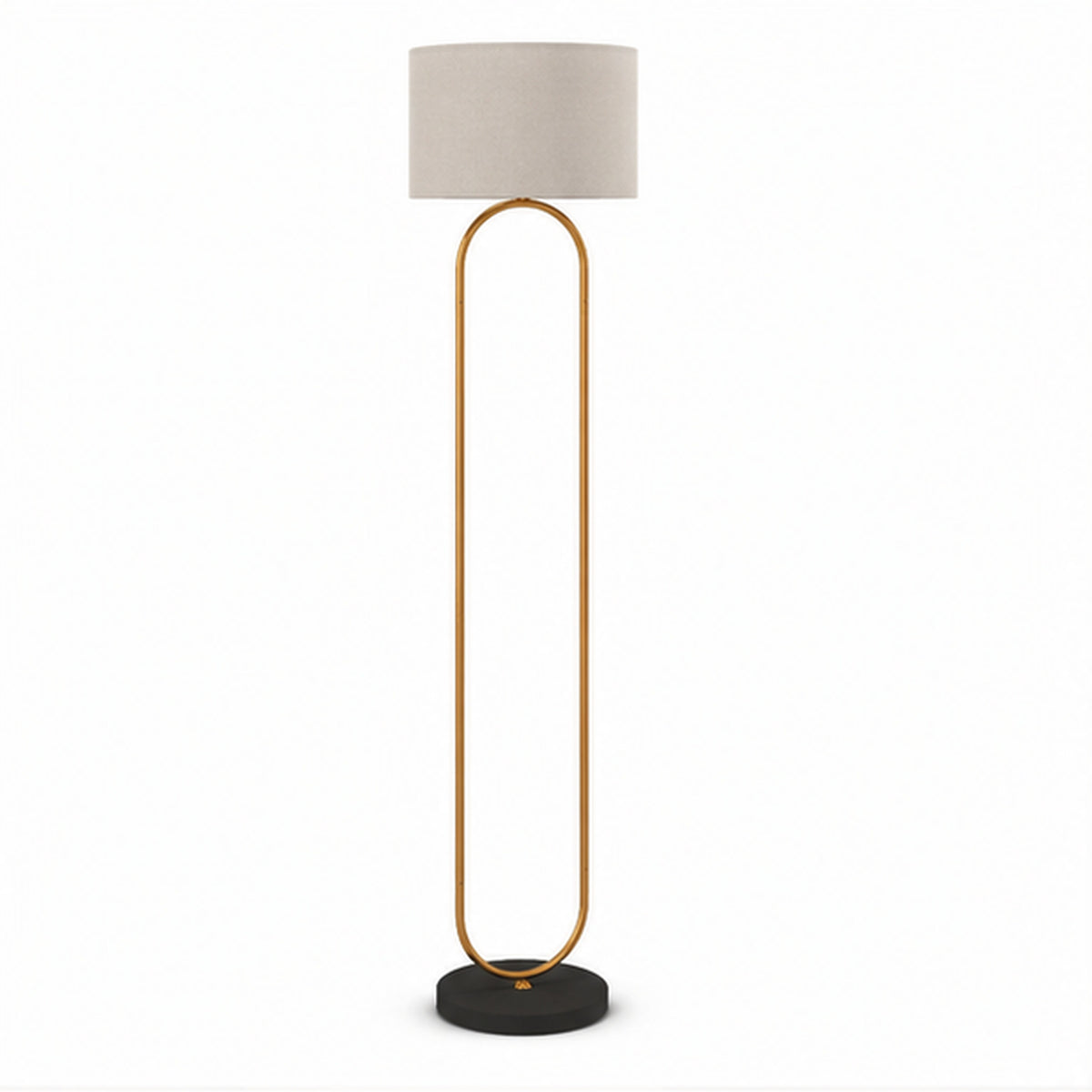 Lampadaire noir et doré à abat-jour en lin ROYAL, vue produit sur fond neutre