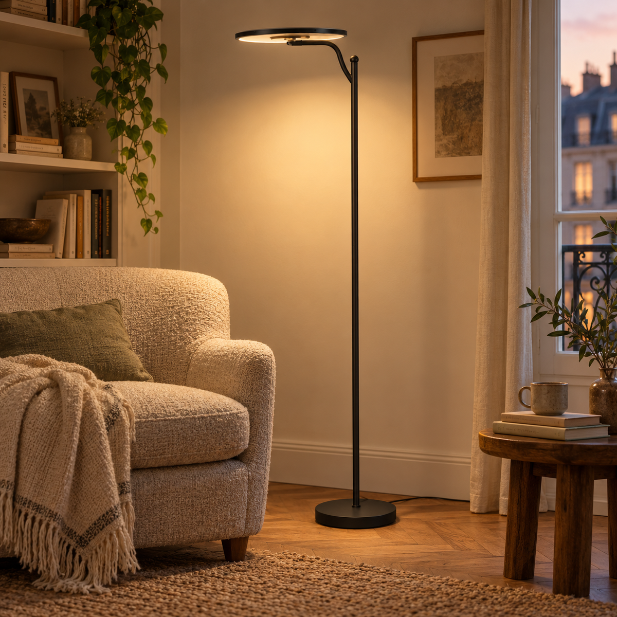 Lampadaire LED Dimmable Télécommande Liseuse — LISEUSE — mise en situation naturelle