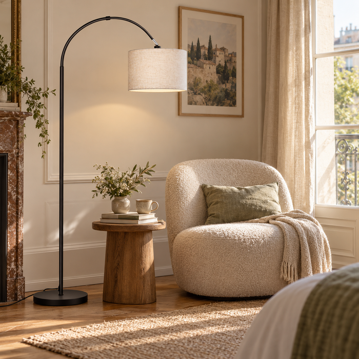 Lampadaire Liseuse Lin Orientable Ampoule Incluse — CANNE — mise en situation naturelle