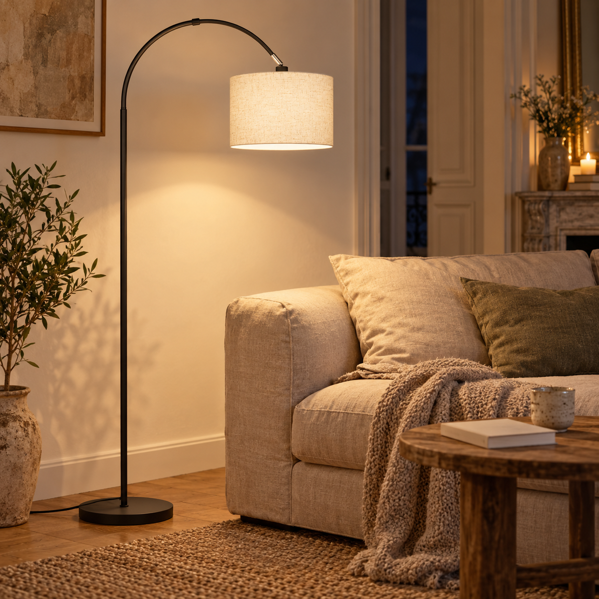 Lampadaire Liseuse Lin Orientable Ampoule Incluse — CANNE — mise en situation naturelle