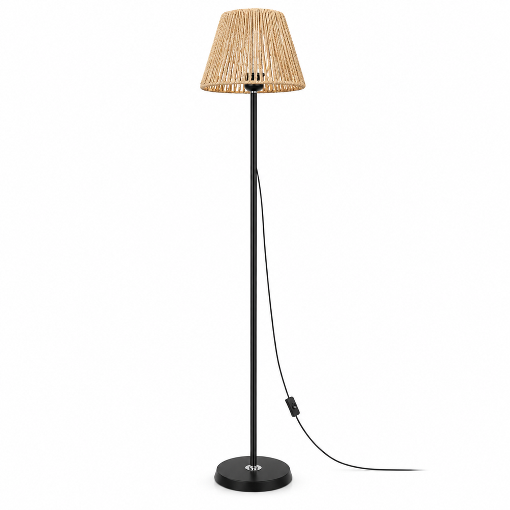 Lampadaire Rotin Tressé Orientable Salon — PALME — packshot sur fond blanc
