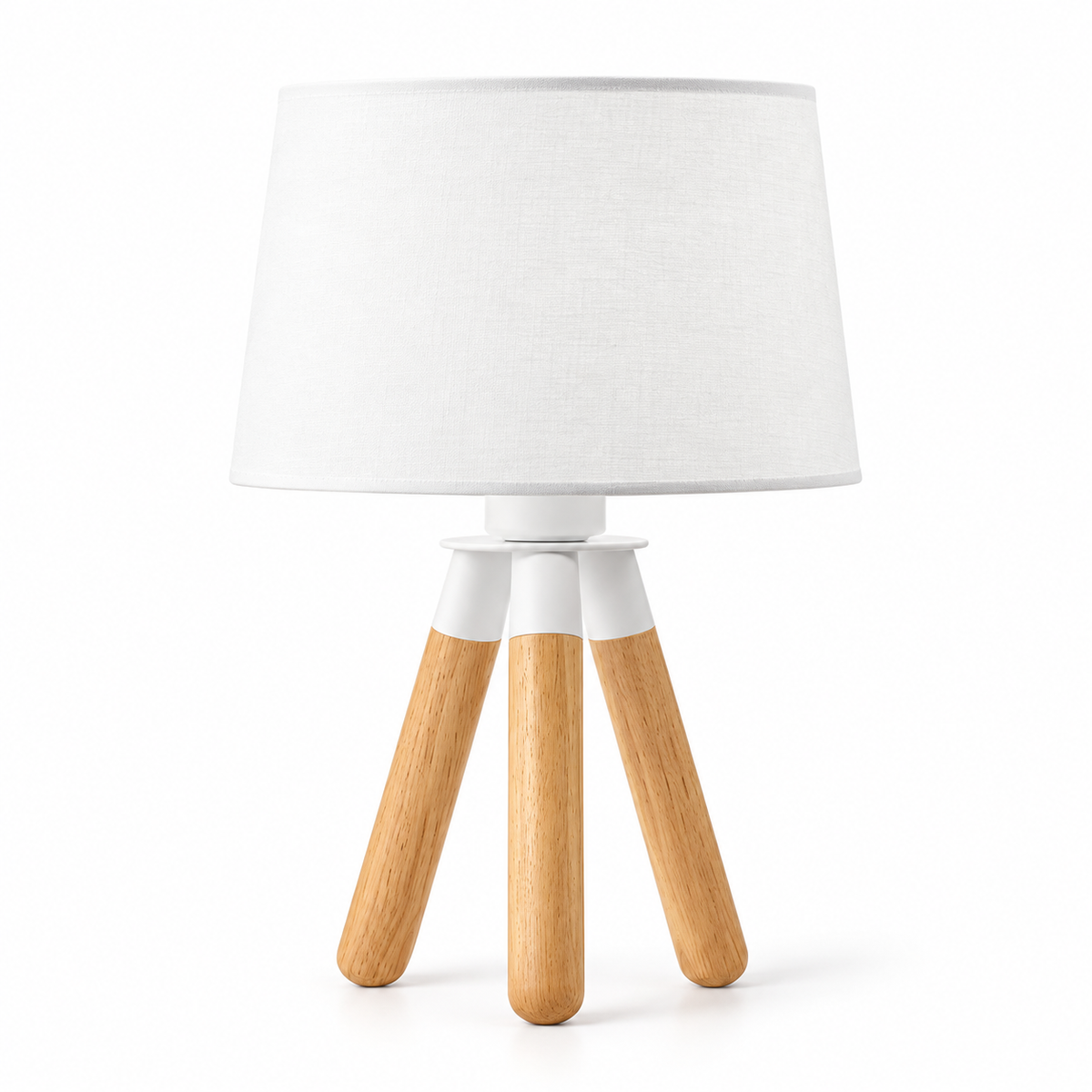 Lampe à Poser Bois et Lin Trépied Chambre — BOULEAU — packshot sur fond blanc