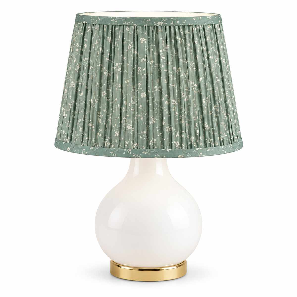 Lampe à Poser Verre et Abat-Jour Fleuri E27 — FLORE — packshot sur fond blanc