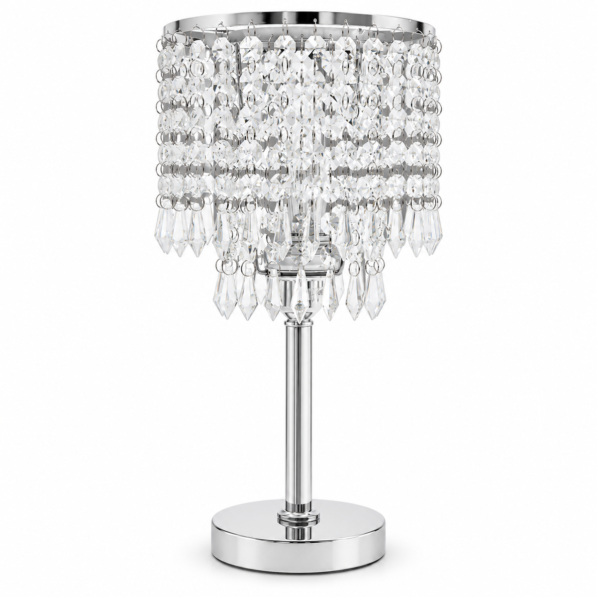 Lampe de chevet en verre cristal PERLE, vue produit sur fond neutre