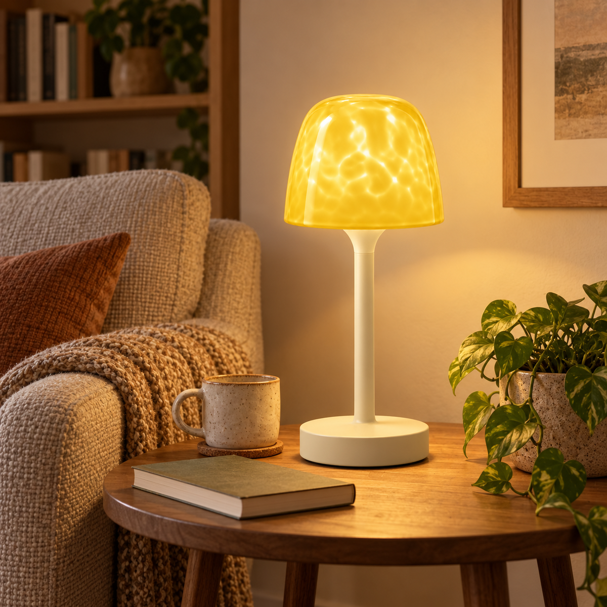 Lampe Sans Fil Rechargeable Projection Vagues — ONDINE — mise en situation naturelle