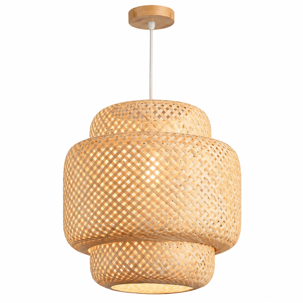Suspension Bambou Tressé Main Ø40 cm — SUZUKA — packshot sur fond blanc