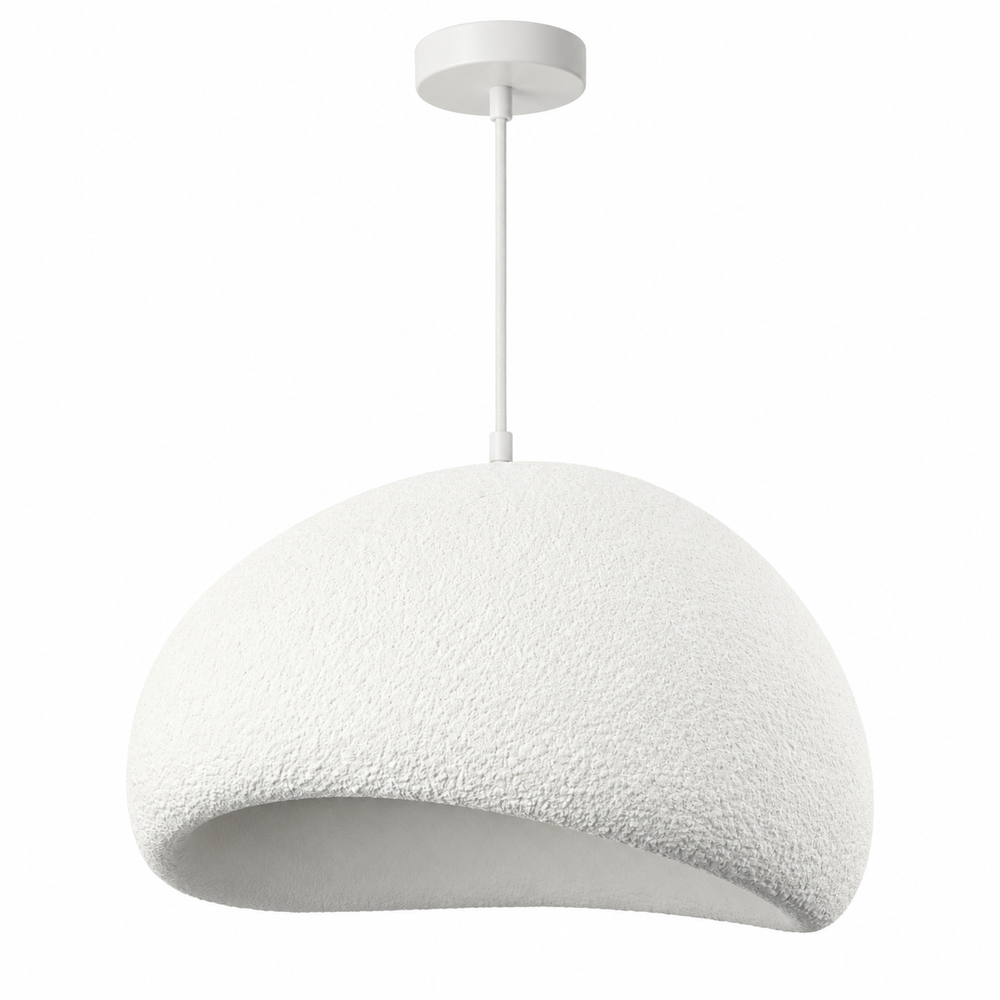 Suspension Ovale Résine Beige Ø30 cm — GALET — packshot sur fond blanc